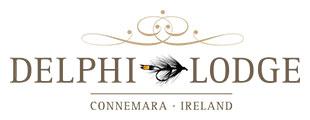 Delphi Lodge logo with elegant swirls, a fishing fly illustration between the words Delphi and Lodge, and the text Connemara · Ireland below. | Belize River Lodge Guided Fishing Trips | Wildside Adventures Travel